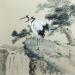 Peinture Red-crowned cranes par Du Mingxuan | Tableau Figuratif Paysages Nature Animaux Aquarelle Encre