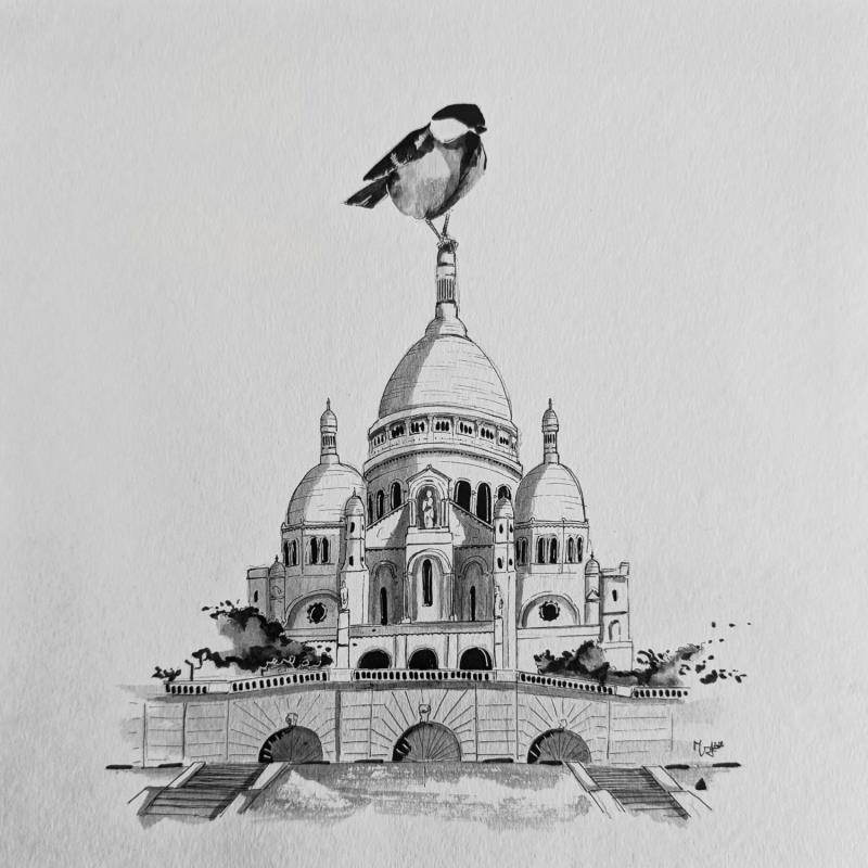 Peinture Paris par Mü | Tableau Figuratif Urbain Animaux Architecture Encre