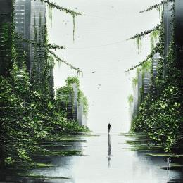 Painting Dériver parmi les oiseaux by Galloro Maurizio | Painting Figurative Oil Urban