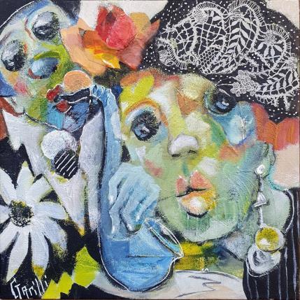 Peinture Mon beau saxophoniste par Garilli Nicole | Tableau Figuratif Acrylique, Collage, Poudre de marbre Scènes de vie