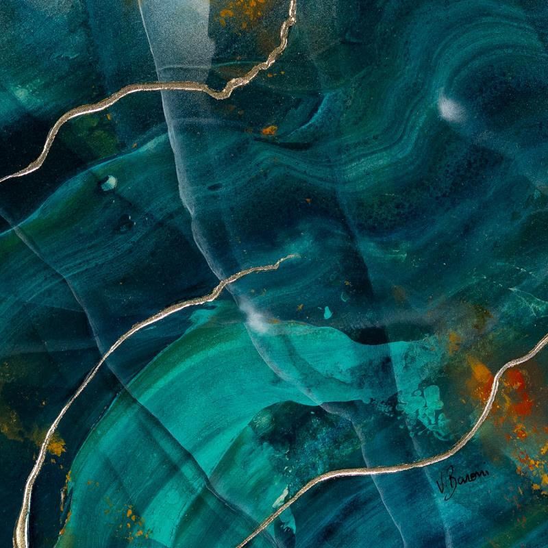 Gemälde Fragments de géode von Baroni Victor | Gemälde Abstrakt Minimalistisch Acryl Blattgold