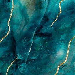 Peinture Fragments de mer par Baroni Victor | Tableau Abstrait Acrylique, Feuille d'or Minimaliste