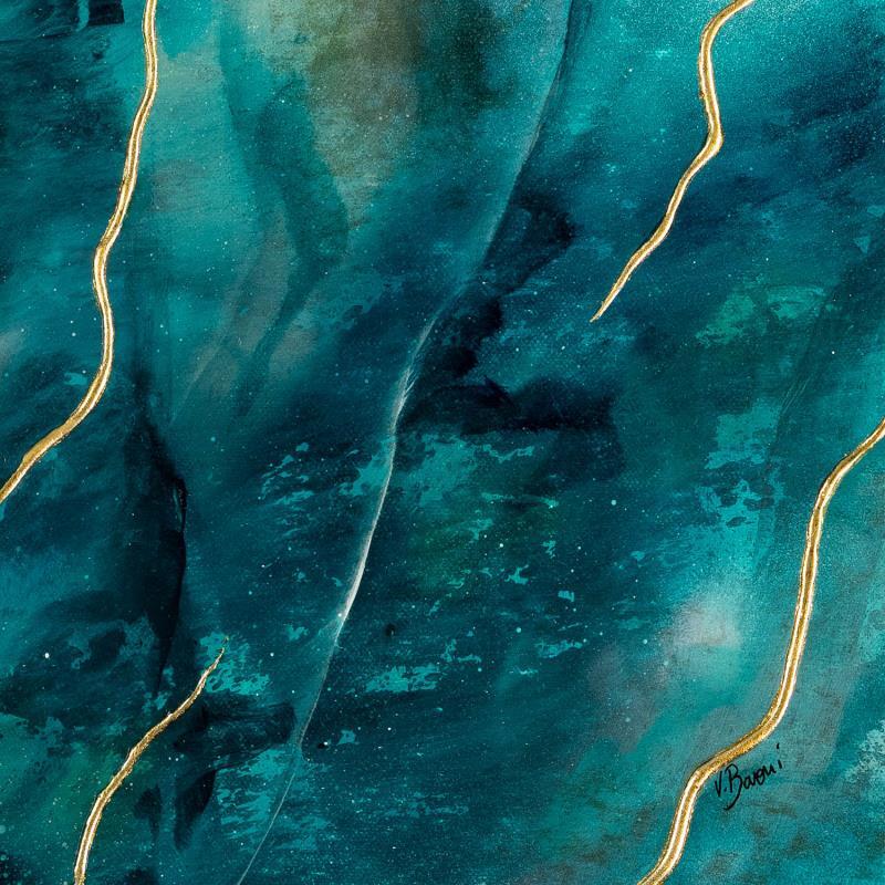 Peinture Fragments de mer par Baroni Victor | Tableau Abstrait Minimaliste Acrylique Feuille d'or