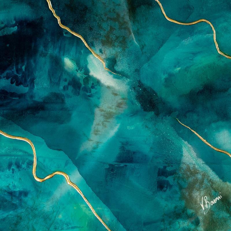 Peinture Lagon étoilé II par Baroni Victor | Tableau Abstrait Minimaliste Acrylique Feuille d'or
