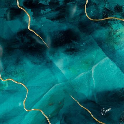 Peinture Lagon lumineux par Baroni Victor | Tableau Abstrait Acrylique, Feuille d'or Minimaliste