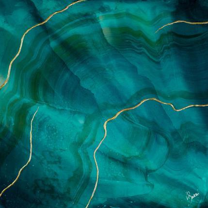 Painting Géode aqua by Baroni Victor | Painting Abstract Acrylic, Gold leaf Minimalist