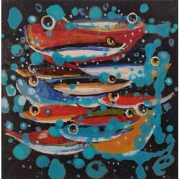 Peinture Familia Novengando par Villanueva Puigdelliura Natalia | Tableau Figuratif Acrylique, Résine Animaux, Marine