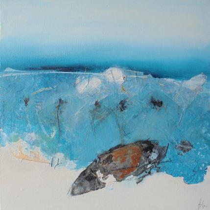 Peinture AU BOUT DE L'HORIZON par Han | Tableau Abstrait Acrylique, Collage Nature