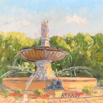 Peinture Fontaine la rotonde par Arkady | Tableau Figuratif Huile