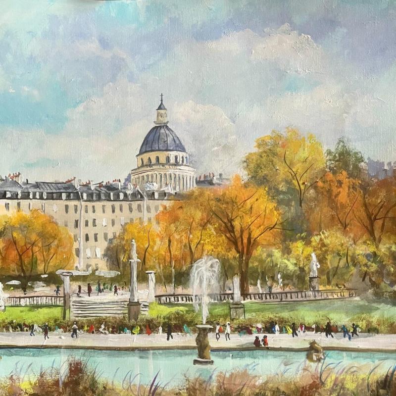 Peinture Jardin du Luxembourg par Lallemand Yves | Tableau Figuratif Urbain Acrylique