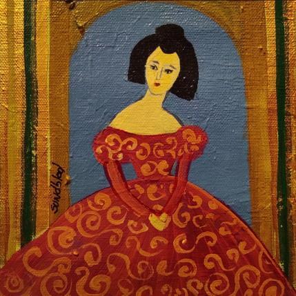 Gemälde Little lady von Sundblad Silvina | Gemälde Naive Kunst Acryl, Pastell