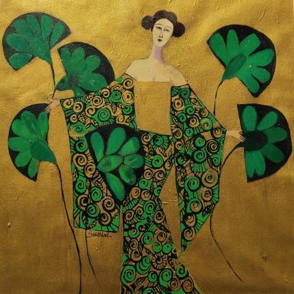 Peinture Golden geisha par Sundblad Silvina | Tableau Art naïf Acrylique, Pastel