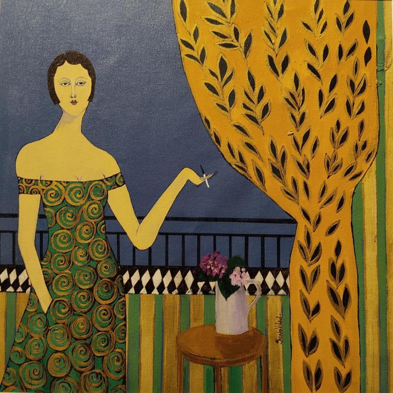 Pintura Summer night por Sundblad Silvina | Pintura Arte naïf Acrílico Pastel