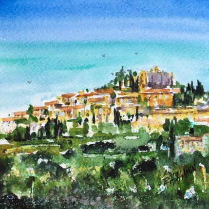 Painting Eze by Hoffmann Elisabeth | Painting Figurative Watercolor Nature, Urban