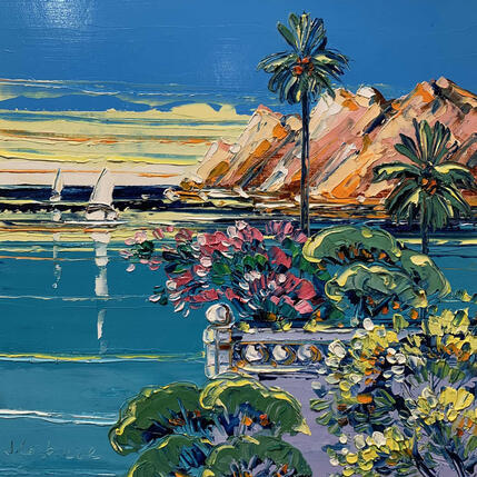 Peinture Terrasse à L'Estérel par Corbière Liisa | Tableau Figuratif Huile Paysages
