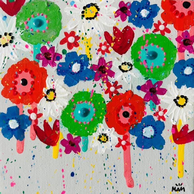 Peinture GREEN FLOWERS par Mam | Tableau Pop-art Paysages Nature Natures mortes Acrylique