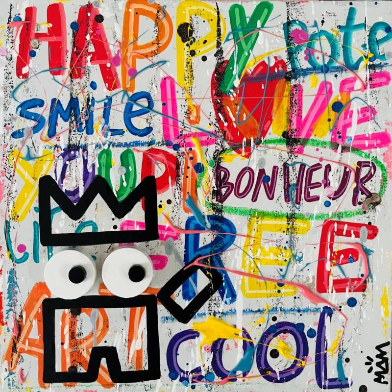 Gemälde BONHEUR von Mam | Gemälde Pop-Art Gesellschaft Pop-Ikonen Alltagsszenen Acryl