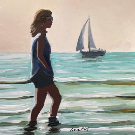 Painting Les pieds dans l’eau by Alice Roy | Painting Figurative Acrylic Life style, Marine