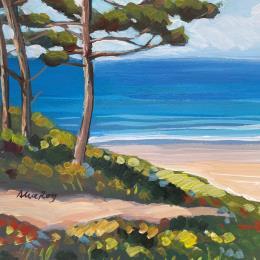Painting Les pins le long du chemin by Alice Roy | Painting Figurative Acrylic Landscapes, Marine, Nature