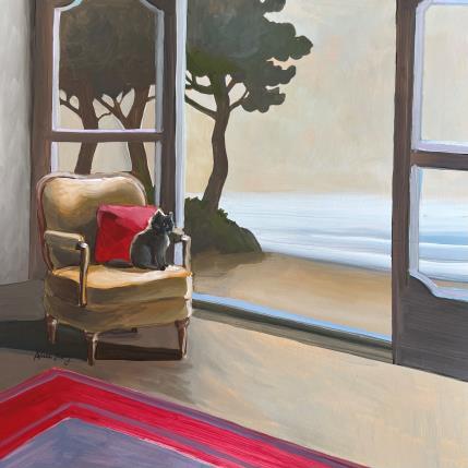 Peinture Le chat sur le fauteuil par Alice Roy | Tableau Figuratif Acrylique Animaux, Architecture, Scènes de vie