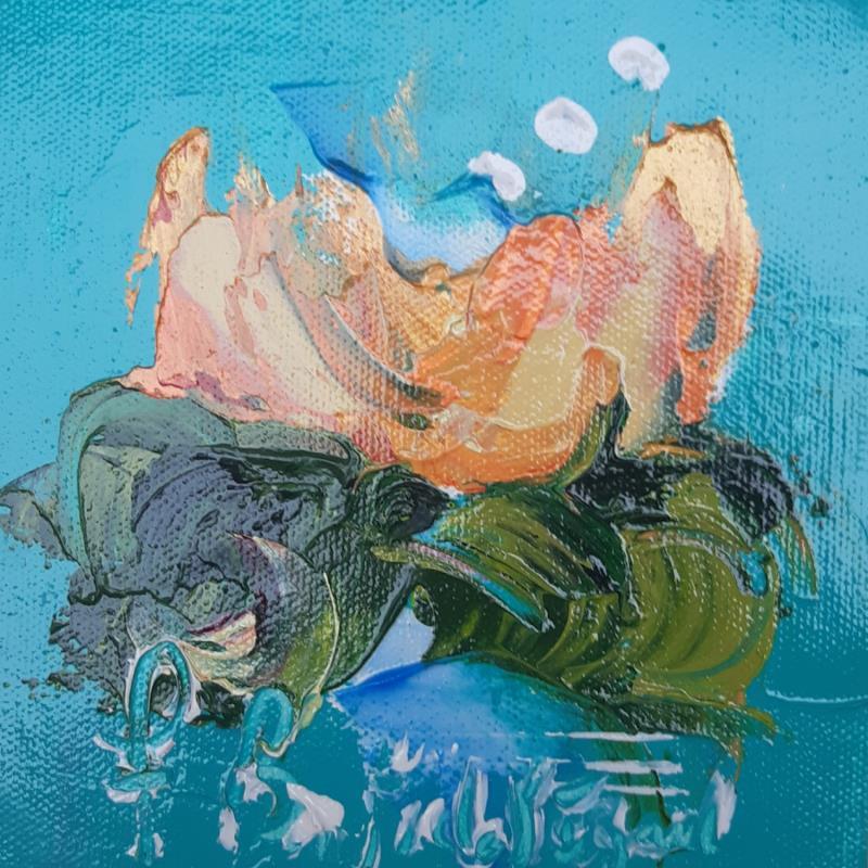 Peinture Nymphea bleu vert par Bastide d´Izard Armelle | Tableau Abstrait Nature Natures mortes Acrylique