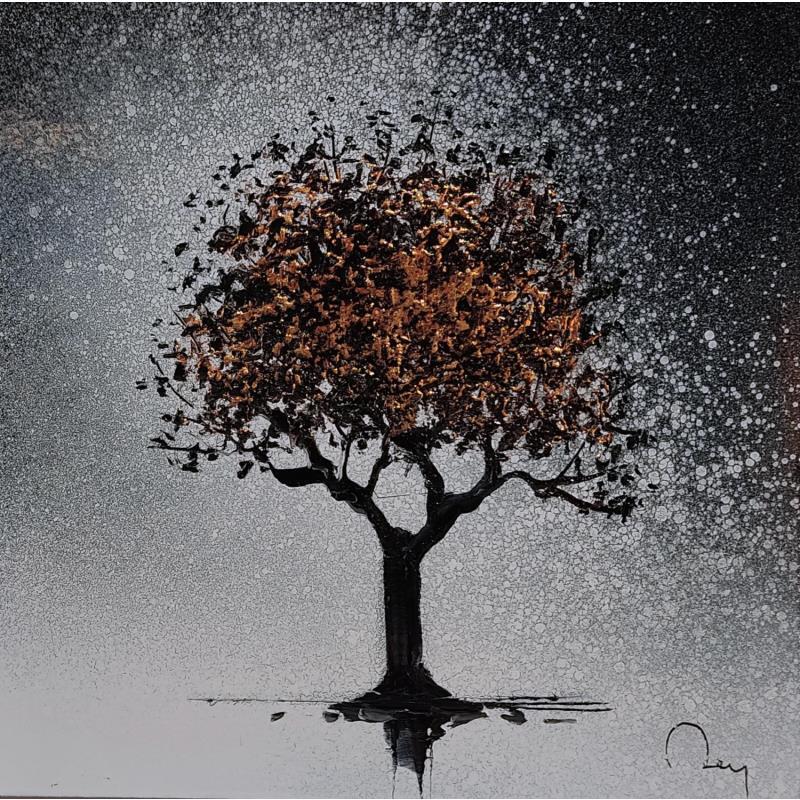Painting Tree of life by Rey Julien | Painting Figurative Nature Black & White Gold leaf