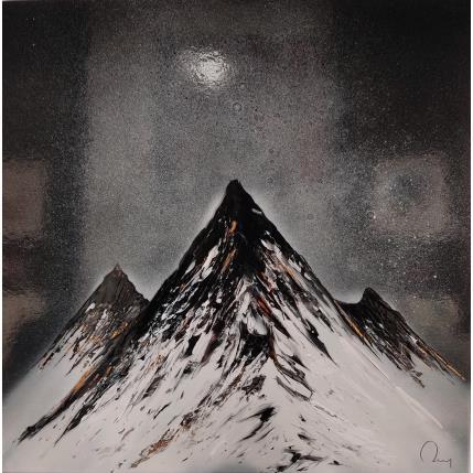 Painting Montain pass by Rey Julien | Painting Figurative Gold leaf Black & White, Nature