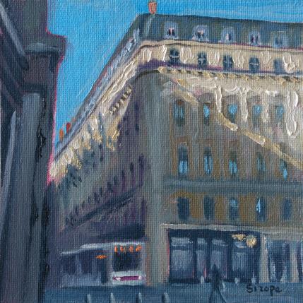 Gemälde Lyon, centre ville von Sirope Rémy | Gemälde Figurativ Öl Alltagsszenen, Architektur, Urban