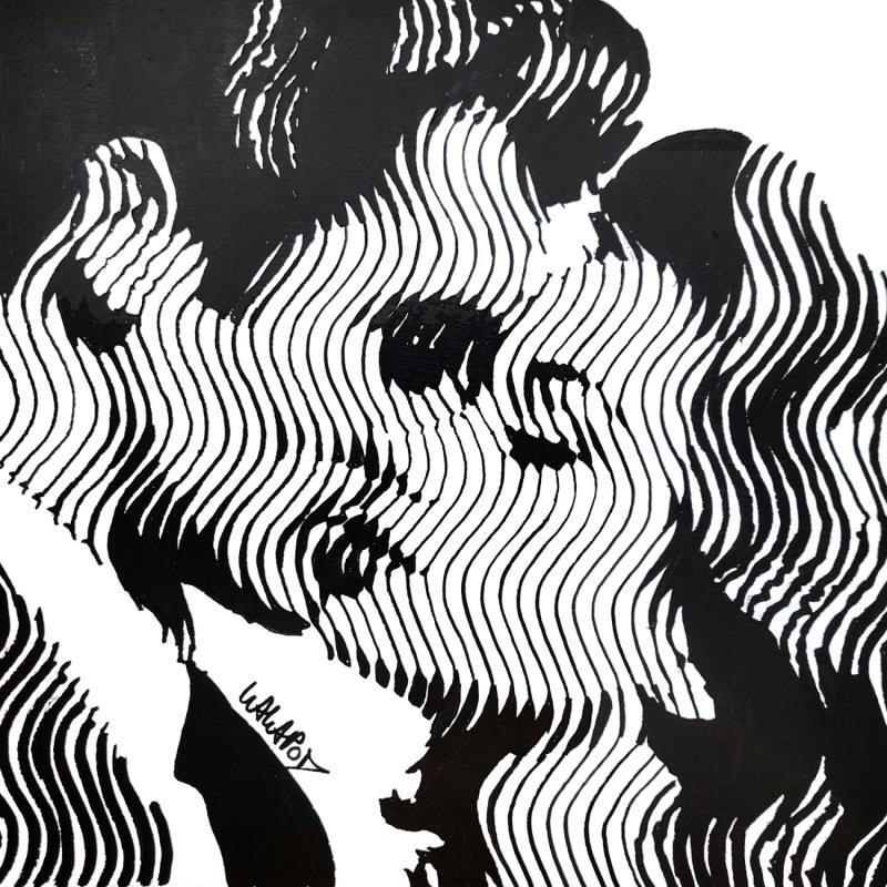 Peinture Baiser noir blanc par Wawapod | Tableau Pop-art Icones Pop Acrylique Posca