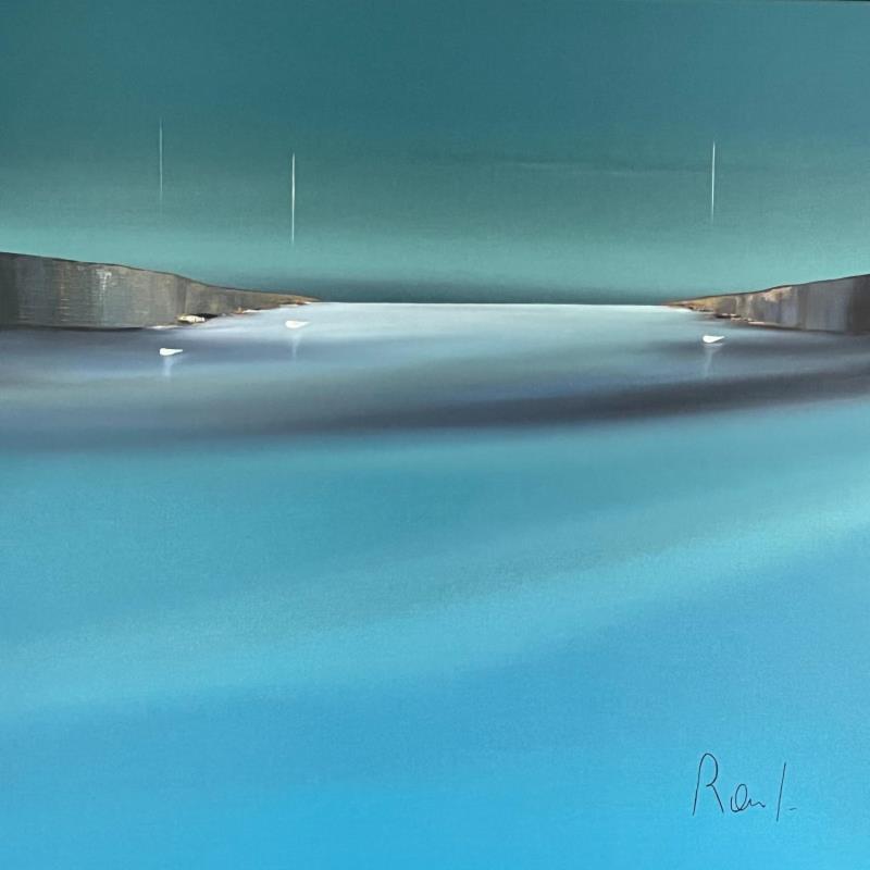 Peinture Evasion marine 63 par Roussel Marie-Ange et Fanny | Tableau Figuratif Marine Minimaliste Huile