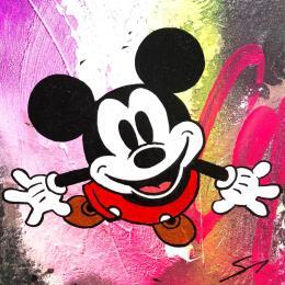Painting MICKEY IS HERE by Mestres Sergi | Painting Pop-art Acrylic, Graffiti Pop icons