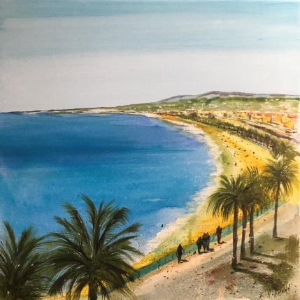 Gemälde Nice Promenade des Anglais von Hoffmann Elisabeth | Gemälde Figurativ Aquarell Urban