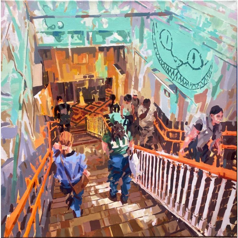 Painting Green cat by Heaton Rudyard | Painting Figurative Oil Acrylic