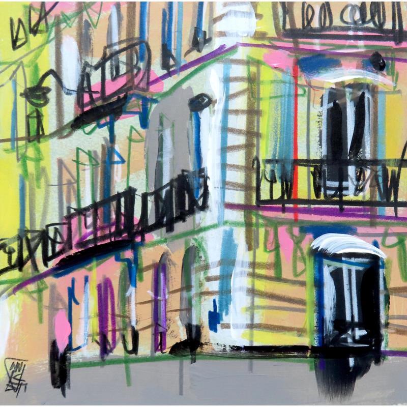 Peinture Le jour se trouve au dernier par Anicet Olivier | Tableau Figuratif Urbain Architecture Acrylique Pastel