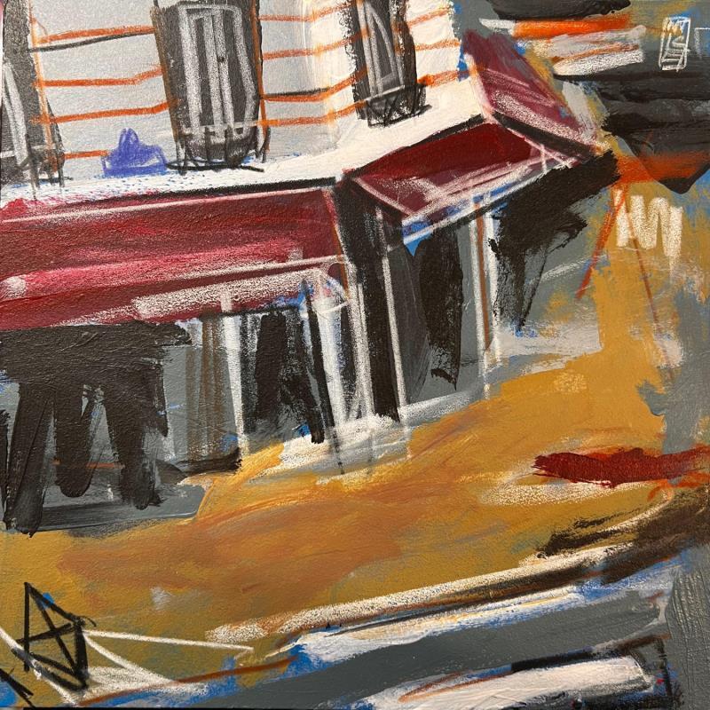 Gemälde En bas des rires appellent à la fête von Anicet Olivier | Gemälde Figurativ Urban Architektur Acryl Pastell