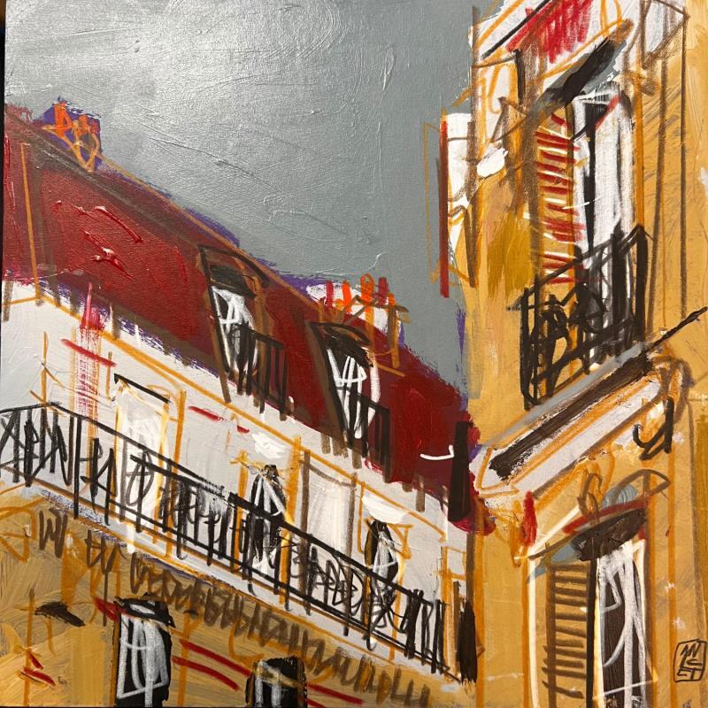 Pintura Les hauts rideaux du 5eme por Anicet Olivier | Pintura Figurativo Urbano Arquitectura Acrílico Pastel