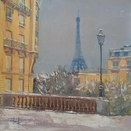 Painting Quelques flocons sur Paris by Degabriel Véronique | Painting Realism Oil Landscapes, Life style, Urban