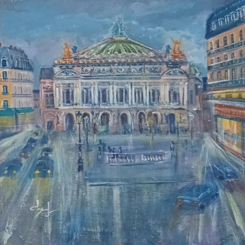 Peinture Soirée à l'opéra Garnier à Paris  par Degabriel Véronique | Tableau Réalisme Paysages Urbain Scènes de vie Huile