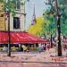 Gemälde CHAMPS ELYSEES A PARIS, LE FOUQUET'S von Euger | Gemälde Figurativ Gesellschaft Urban Alltagsszenen Acryl