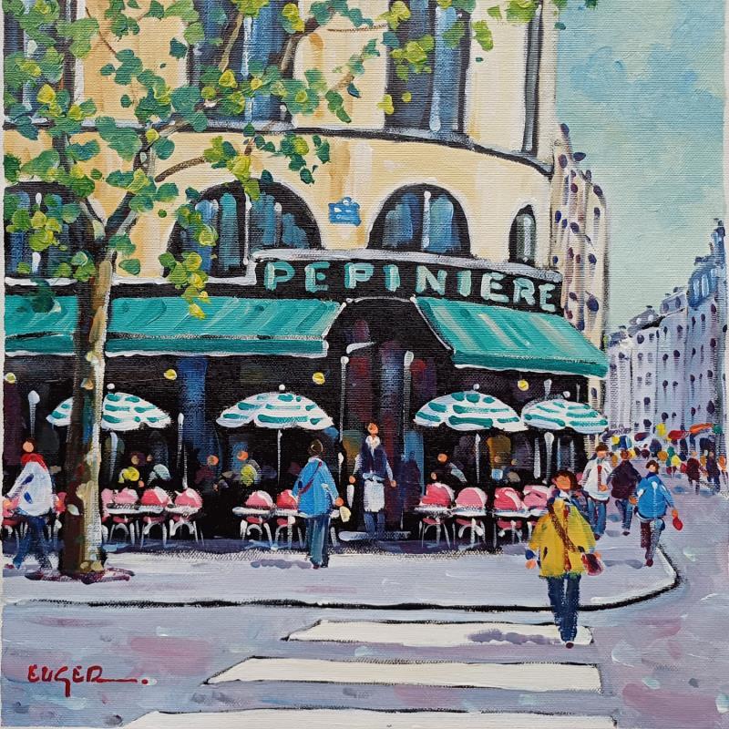 Gemälde PLACE SAINT AUGUSTIN A PARIS von Euger | Gemälde Figurativ Gesellschaft Urban Alltagsszenen Acryl
