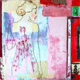 Painting Ottoman violine by Sablyne | Painting Raw art Acrylic, Gluing, Gold leaf, Ink, Paper, Pastel, Pigments, Upcycling, Wood Life style, Pop icons