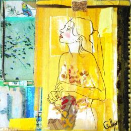 Painting Iris spirit by Sablyne | Painting Raw art Acrylic, Cardboard, Gold leaf, Ink, Paper, Pastel, Pigments, Upcycling, Wood Life style