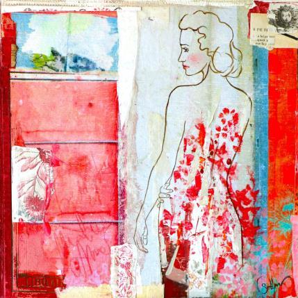 Painting Porte traïne by Sablyne | Painting Raw art Acrylic, Gluing, Gold leaf, Ink, Paper, Pastel, Pigments, Upcycling, Wood Life style