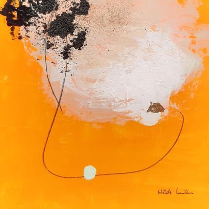 Peinture abstract yellow A 92 par Wilms Hilde | Tableau Abstrait Acrylique, Collage, Feuille d'or