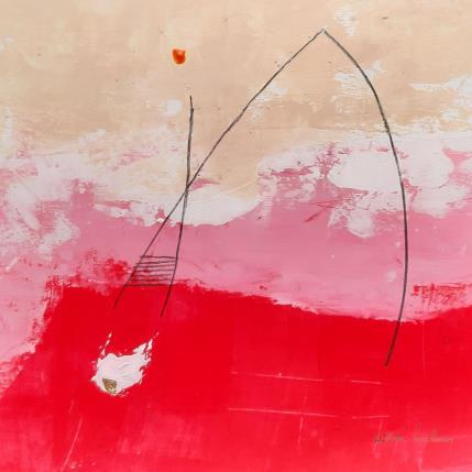 Peinture abstract red A 93 par Wilms Hilde | Tableau Abstrait Acrylique, Collage, Feuille d'or