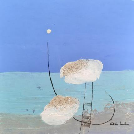 Peinture abstract blue A 96 par Wilms Hilde | Tableau Abstrait Acrylique, Collage, Feuille d'argent