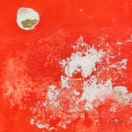 Painting abstract red A 100 by Wilms Hilde | Painting Abstract Acrylic, Gluing, Gold leaf