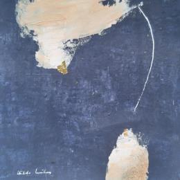 Painting abstract blue A 103 by Wilms Hilde | Painting Abstract Acrylic, Gluing, Gold leaf