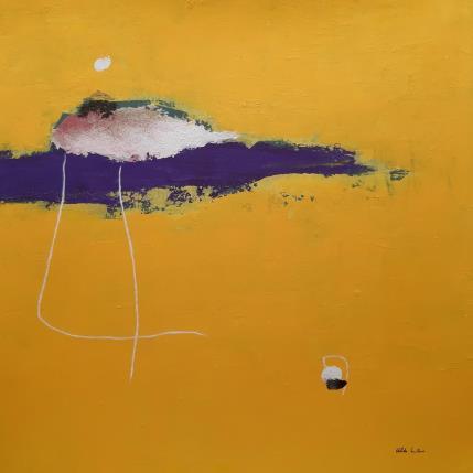 Peinture abstract yellow D 81 par Wilms Hilde | Tableau Abstrait Acrylique, Carton, Collage
