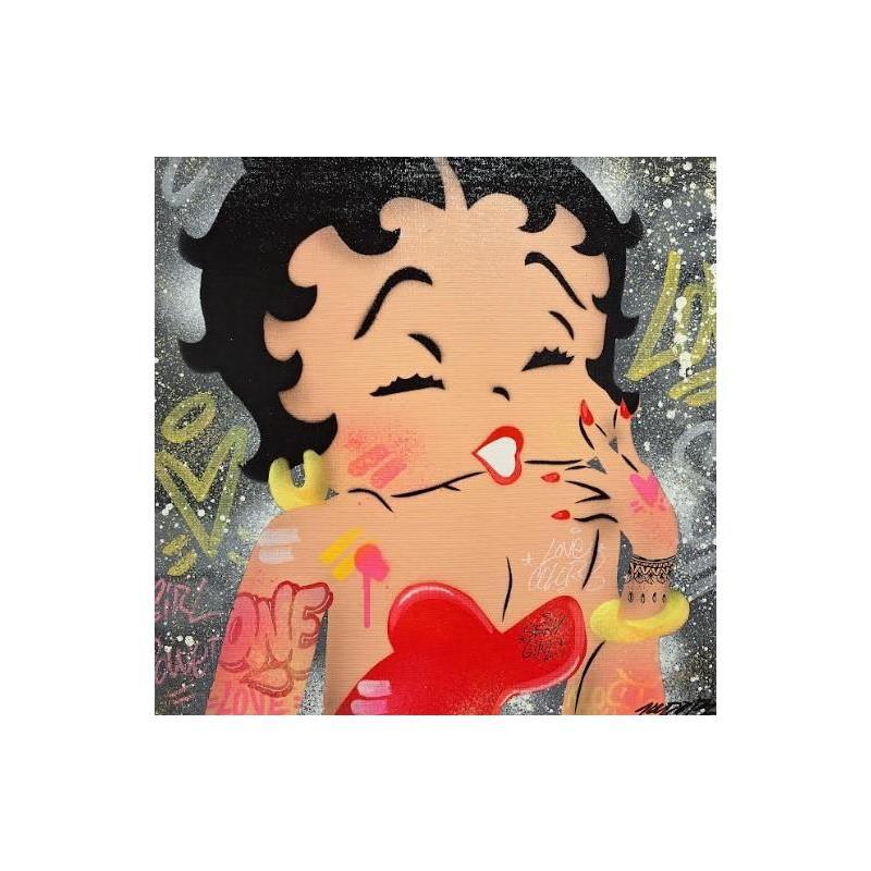 Pintura Betty Boop Smile por Lemoine Mael | Pintura Pop art Iconos pop Graffiti Acrílico